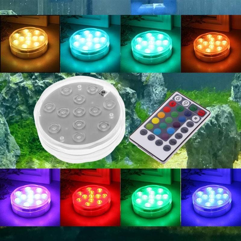 12 Led Rgb Nedsenkbart Lys Undervanns Vanntett Nattlampe Vannfontene Fisketank Hagedekor