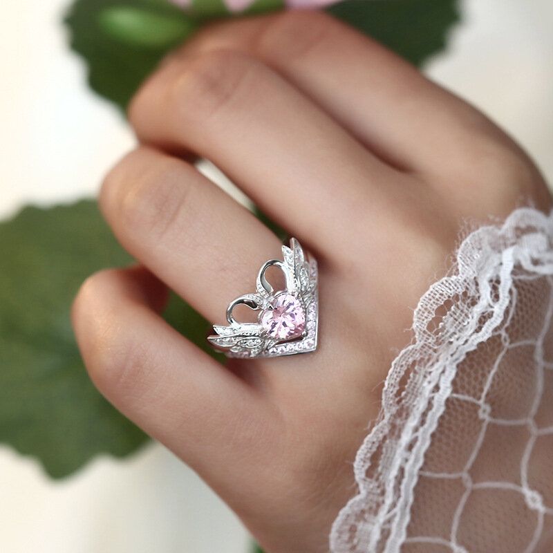 2 Stk/sett Sweet Two Swan Heart Zirconia Forlovelsesringer Unik Gave Til Kvinner Jenter