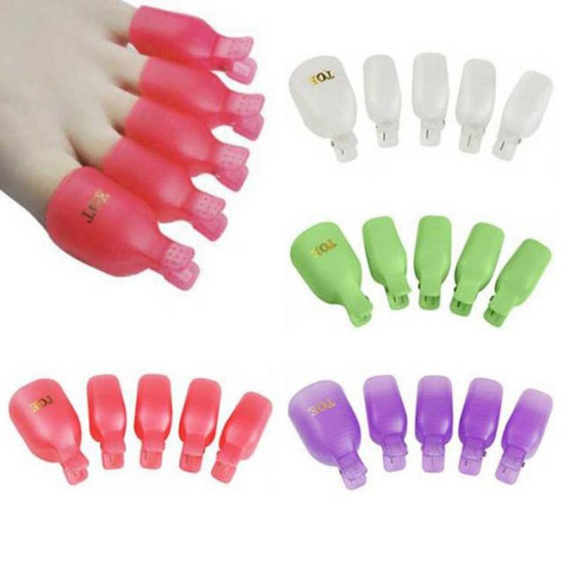 5 Stk Plast Tå Soak Off Clip Fjern Nail Gel Polish Fast Neglebomull For Art Tool