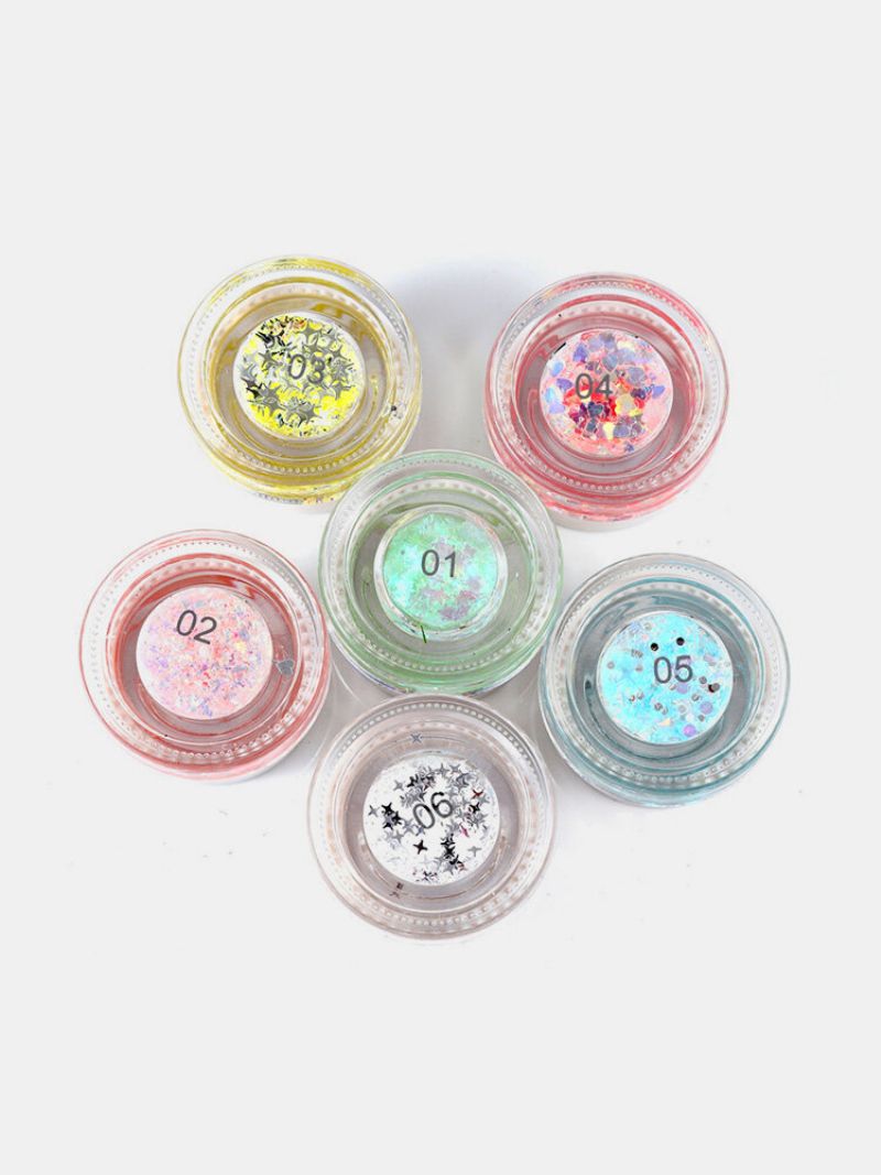 6 Farger Shimmer Eyeshadow Gel Big Paljetter Eye Shadow Cream Langvarig Øyenskygge