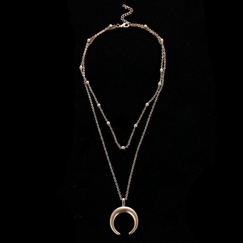 Bohemian Pendant Halskjede Moon Stratification Chain Charm Etniske Smykker For Kvinner