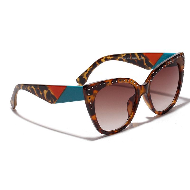 Dame Vogue Vintage Print Anti-uv Cat Eye Solbriller Outdoor Travel Beach