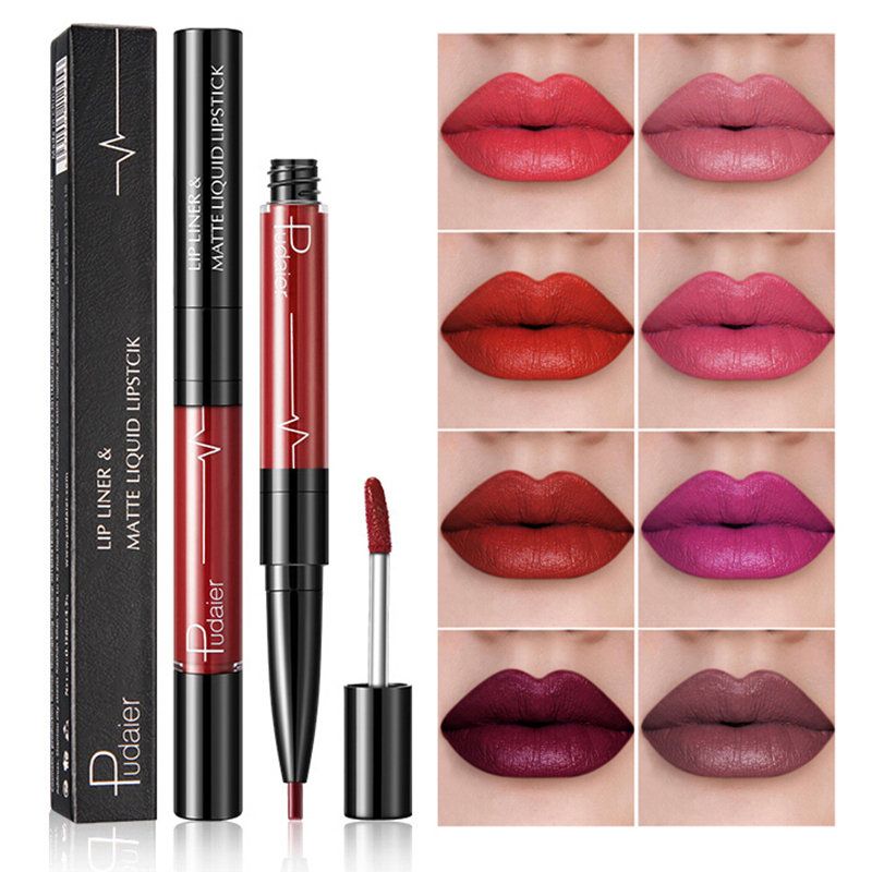 Double Head Matte Lipstick Langvarig Velvet Lip Liner Full Color Lip Gloss Lip Makeup Pen