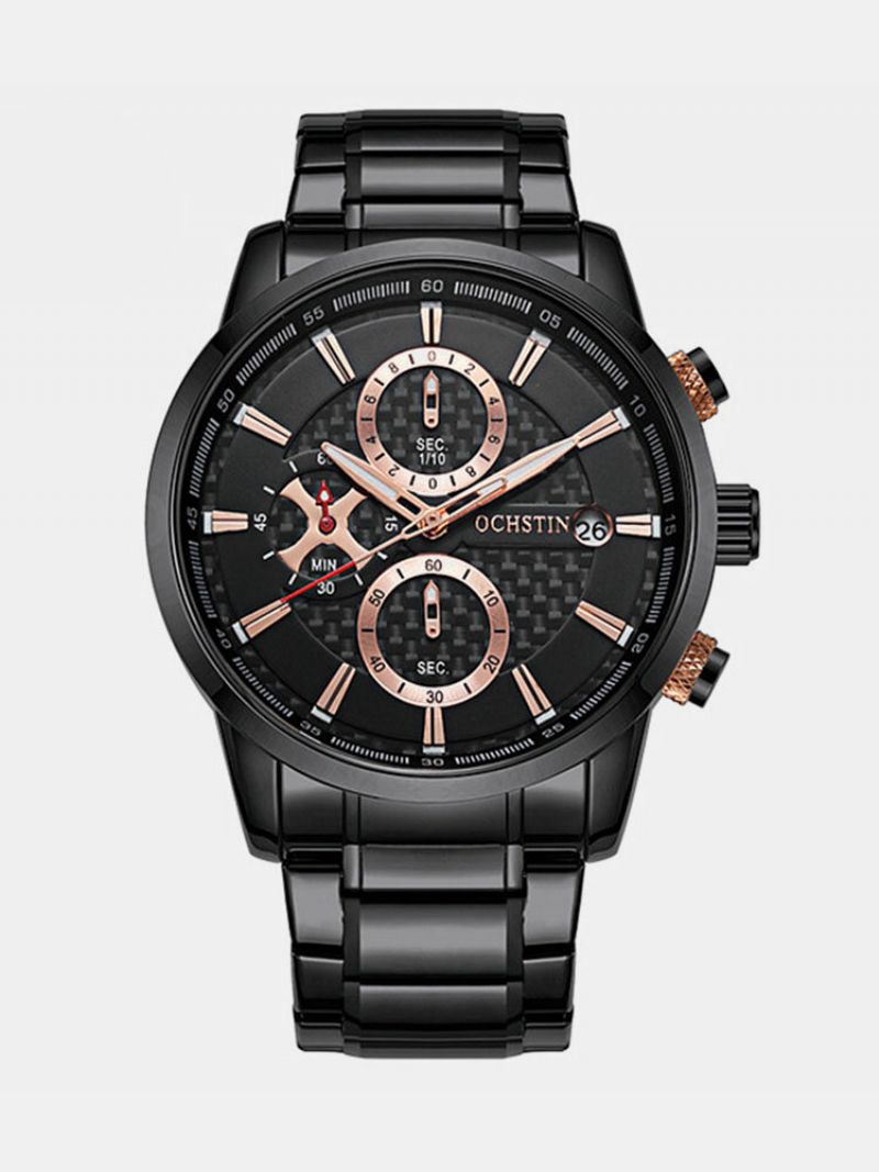 Full Steel Business Herre Klokker Vanntett Dato Vis Quartz Watch Luksus Herreklokke