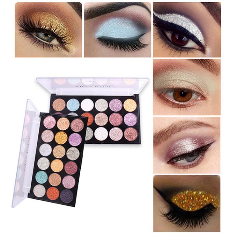 Glitter Eyeshadow Palette 18 Farger Shimmer Langvarig Highlighter Øyenskygge