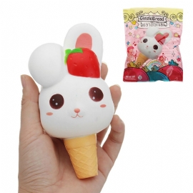 Kawaii Rabbit Ice Cream Squishy Slow Rising Med Emballasje Collection Gift