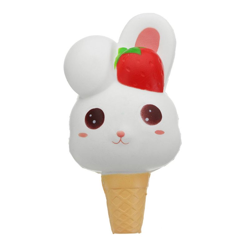 Kawaii Rabbit Ice Cream Squishy Slow Rising Med Emballasje Collection Gift