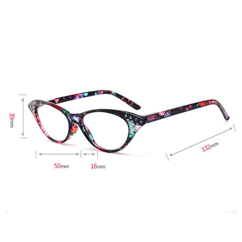 Kvinner Cat Eye Style Diamond Spring Frame Ben Lesebriller Fargerike Dioptri Presbyopic Briller