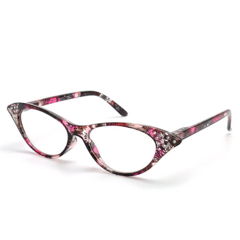 Kvinner Cat Eye Style Diamond Spring Frame Ben Lesebriller Fargerike Dioptri Presbyopic Briller