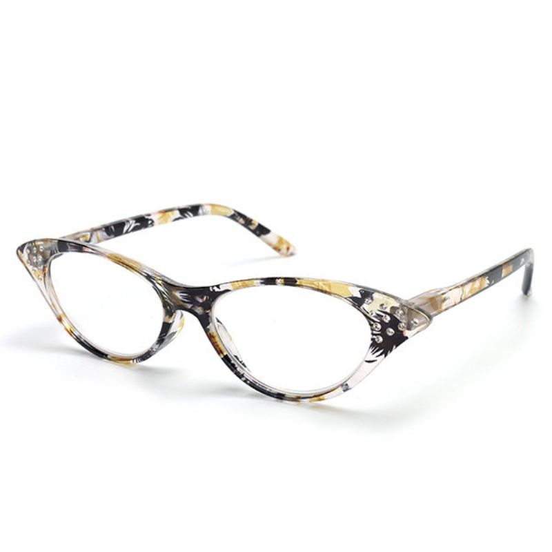 Kvinner Cat Eye Style Diamond Spring Frame Ben Lesebriller Fargerike Dioptri Presbyopic Briller