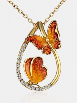 Luksus Sommerfuglanheng Halskjeder Butterfly Rhinestones Drop Statement Gave Til Kvinner