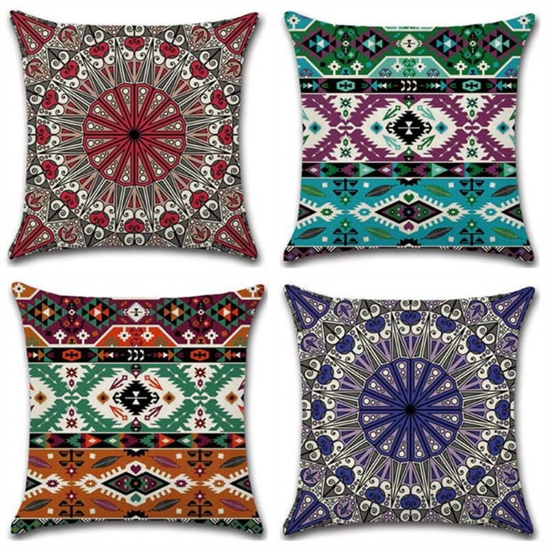 Mandala Indian Bohemian Cotton Lin Putetrekk Home Decor Firkantet