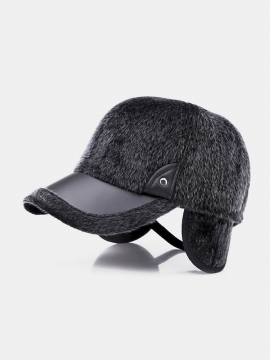 Menn Vinter Varm Fløyel Skinn Lue Holde Øret Varmt Vintage Utendørs Sport Snø Baseball Cap