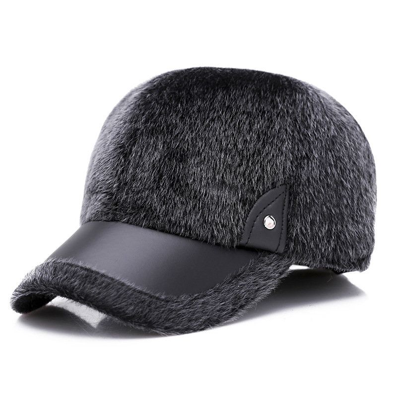 Menn Vinter Varm Fløyel Skinn Lue Holde Øret Varmt Vintage Utendørs Sport Snø Baseball Cap