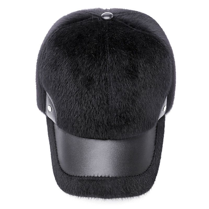 Menn Vinter Varm Fløyel Skinn Lue Holde Øret Varmt Vintage Utendørs Sport Snø Baseball Cap