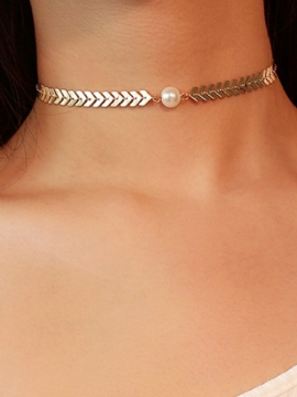 Mote Choker Halskjede Fiskeskala Krageben Pearl Chain Smykker Trendy For Kvinner