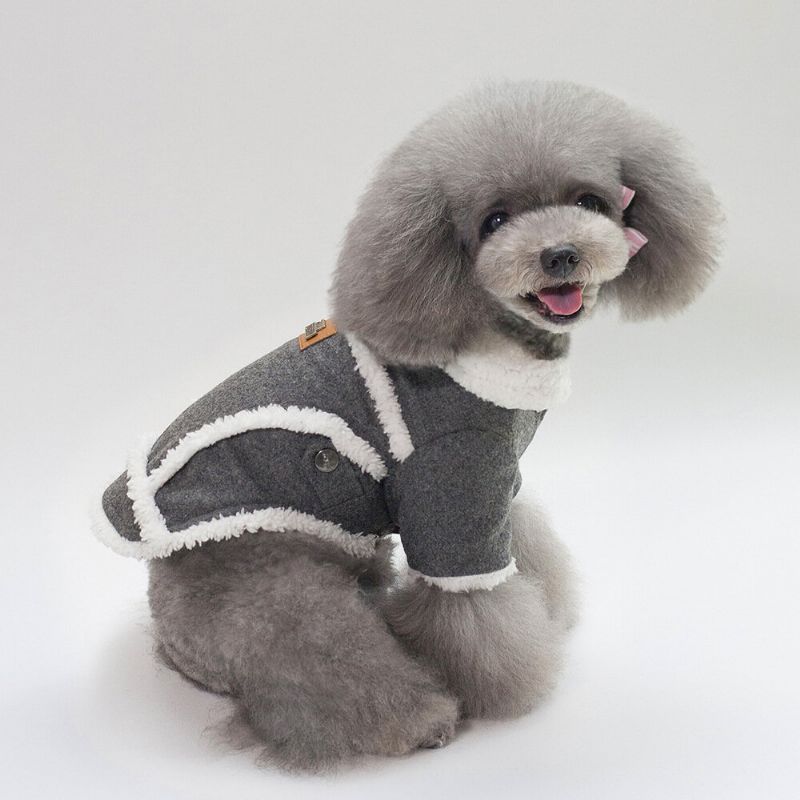 Pet Dog Fleece Neck Vinter Warm Coat Valp Myk Genser Klær