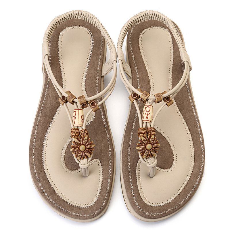 Plus Size Kvinner Bohemia Casual Flower Flip Flops Sandaler