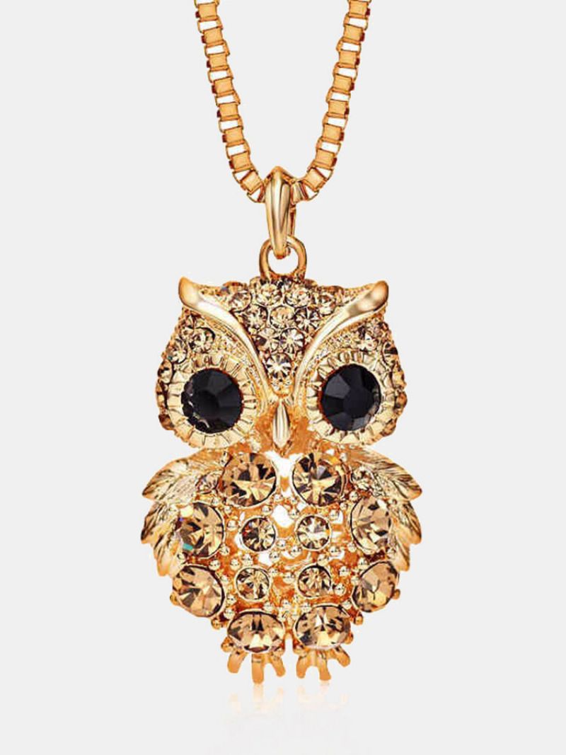 Søt Anheng Halskjeder Sølv Gull Rhinestone Night Owl Genser Sjarm For Kvinner