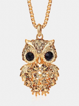 Søt Anheng Halskjeder Sølv Gull Rhinestone Night Owl Genser Sjarm For Kvinner