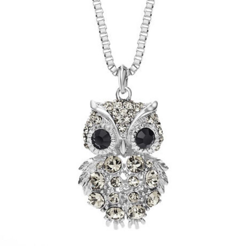 Søt Anheng Halskjeder Sølv Gull Rhinestone Night Owl Genser Sjarm For Kvinner