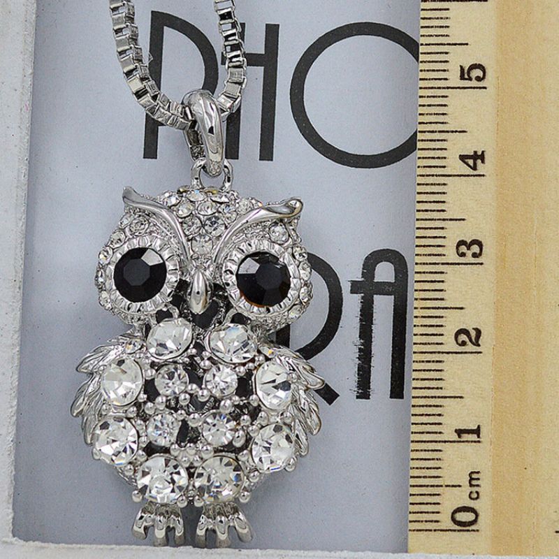 Søt Anheng Halskjeder Sølv Gull Rhinestone Night Owl Genser Sjarm For Kvinner