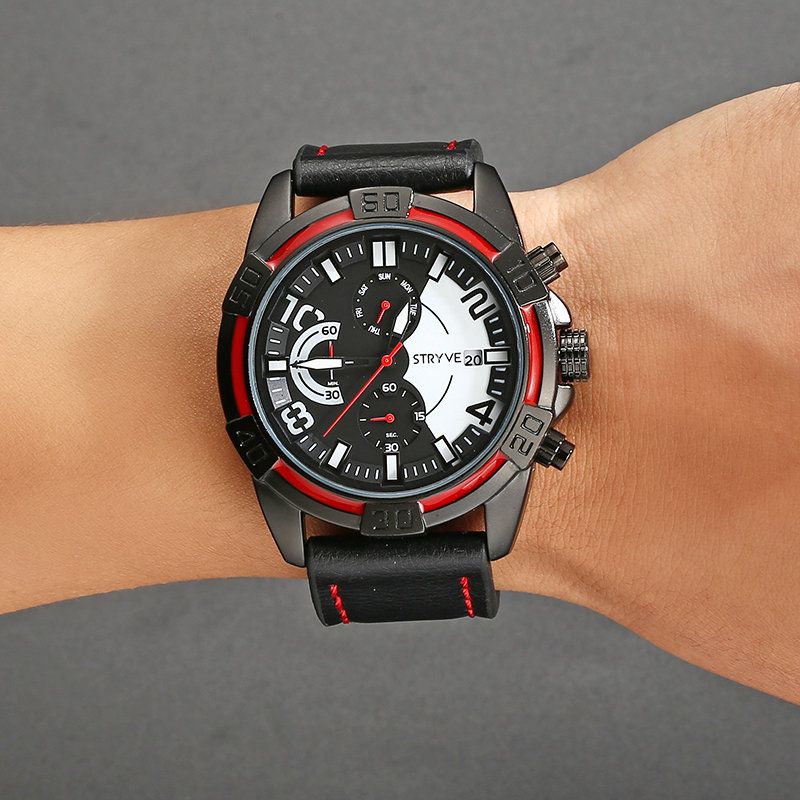 Sport Style Herreklokke Mote Chrono Tid Dato Visning Stoppeklokke Herre Quartz Watch