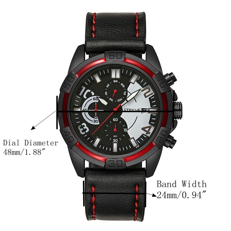 Sport Style Herreklokke Mote Chrono Tid Dato Visning Stoppeklokke Herre Quartz Watch