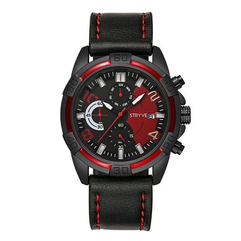 Sport Style Herreklokke Mote Chrono Tid Dato Visning Stoppeklokke Herre Quartz Watch