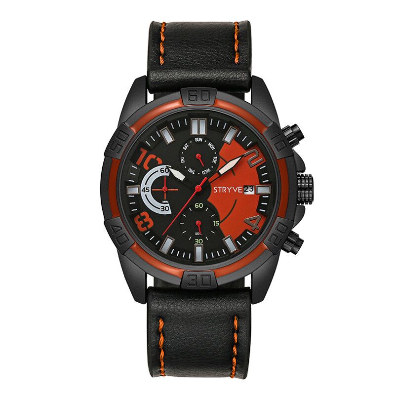 Sport Style Herreklokke Mote Chrono Tid Dato Visning Stoppeklokke Herre Quartz Watch