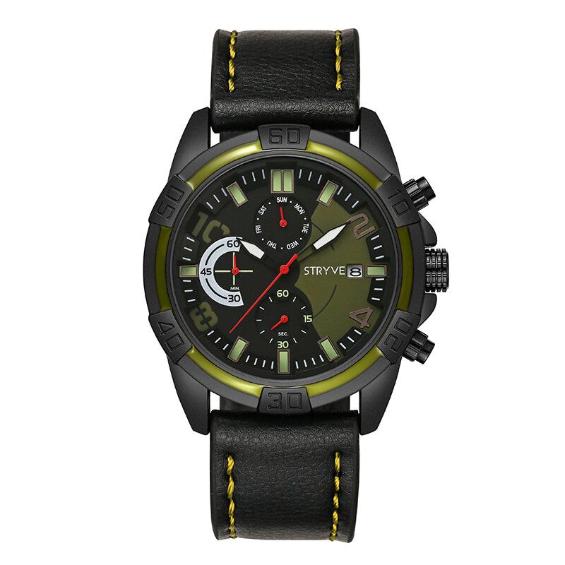 Sport Style Herreklokke Mote Chrono Tid Dato Visning Stoppeklokke Herre Quartz Watch