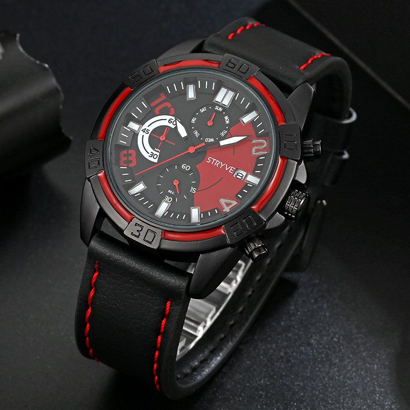 Sport Style Herreklokke Mote Chrono Tid Dato Visning Stoppeklokke Herre Quartz Watch