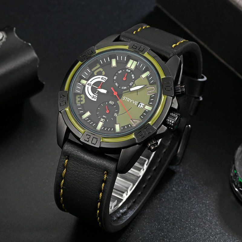 Sport Style Herreklokke Mote Chrono Tid Dato Visning Stoppeklokke Herre Quartz Watch