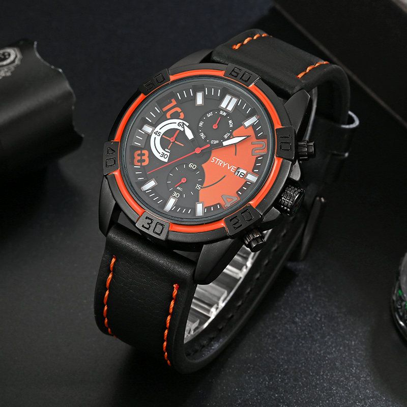 Sport Style Herreklokke Mote Chrono Tid Dato Visning Stoppeklokke Herre Quartz Watch