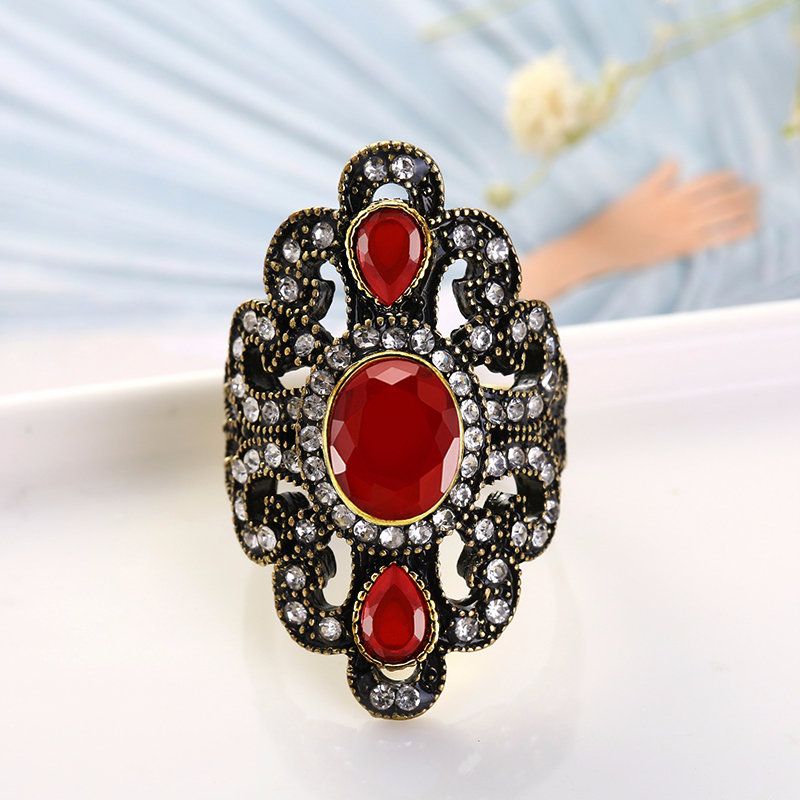 Vintage Fingerringer Edelsten Rhinestone Hul Ovale Geometriske Ringer Etniske Smykker For Kvinner