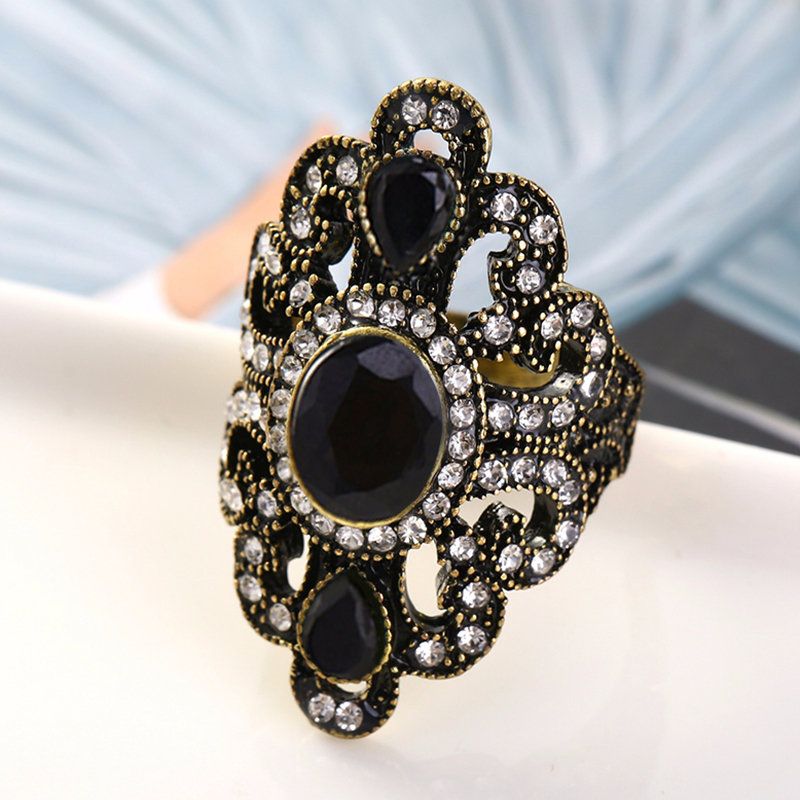 Vintage Fingerringer Edelsten Rhinestone Hul Ovale Geometriske Ringer Etniske Smykker For Kvinner