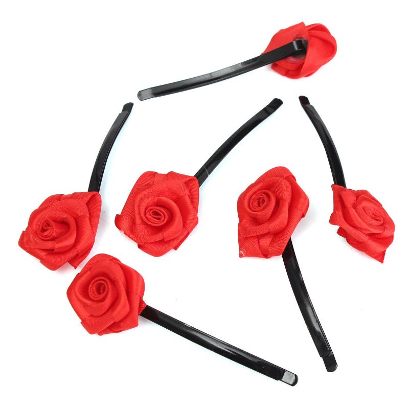 6 Stk Rose Blomster Hårnåler Grips Clips Tilbehør Bryllupsfest