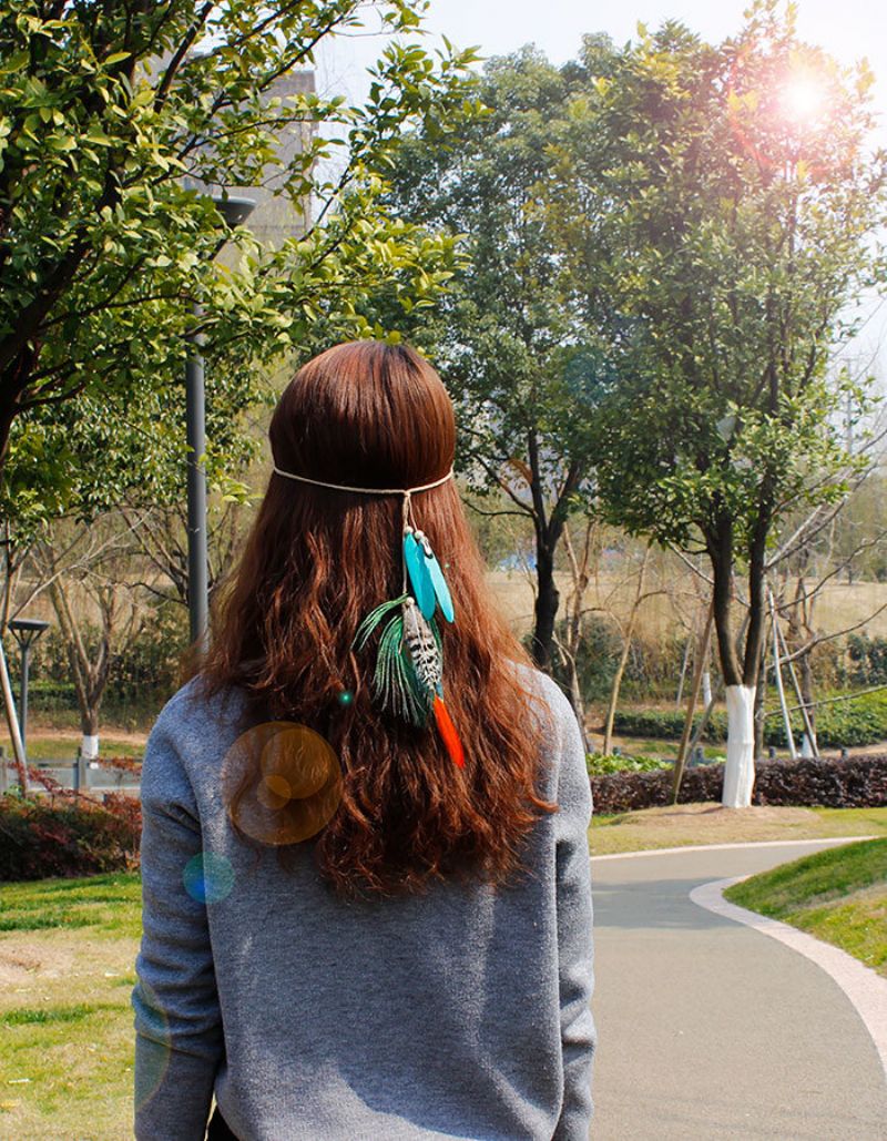 Bohemian Hair Accessories Beach Style Peacock Feather Hairwear