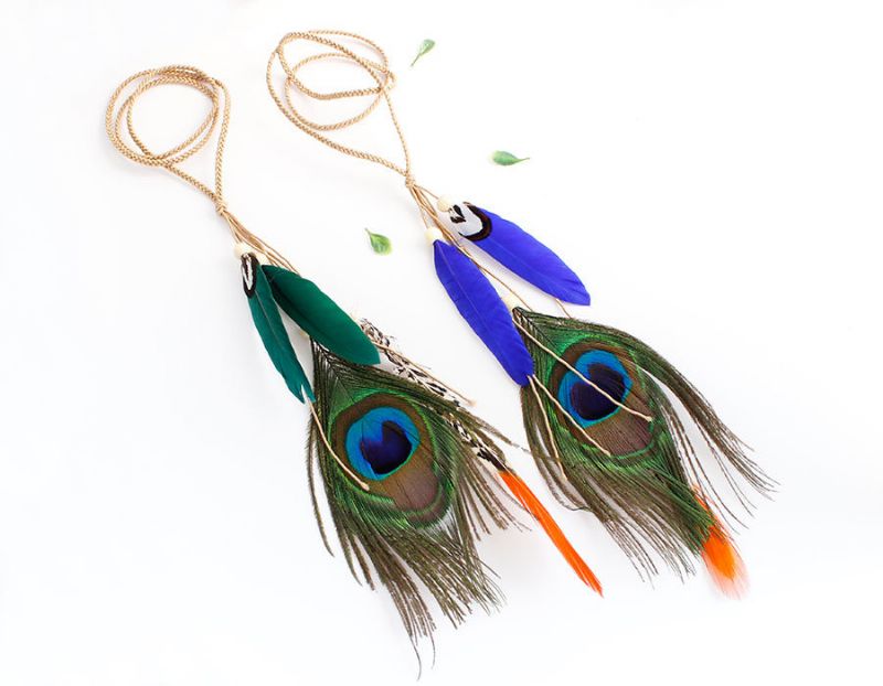 Bohemian Hair Accessories Beach Style Peacock Feather Hairwear