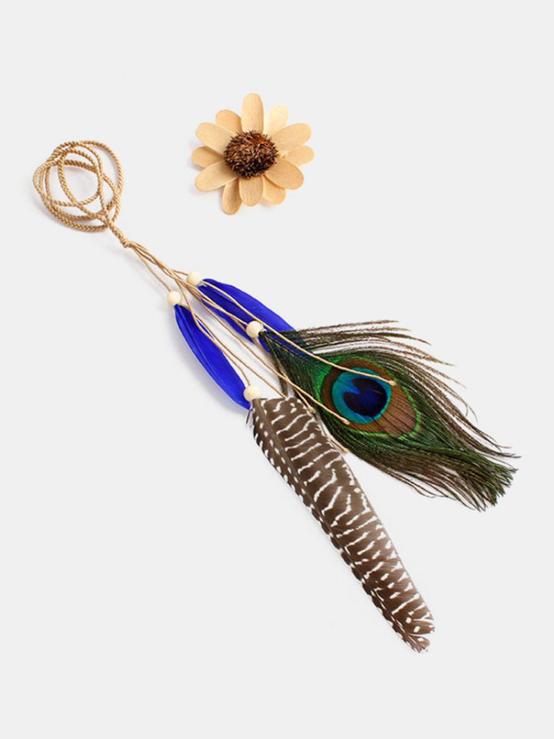 Bohemian Hair Accessories Peacock Feather Tassel Hairwear