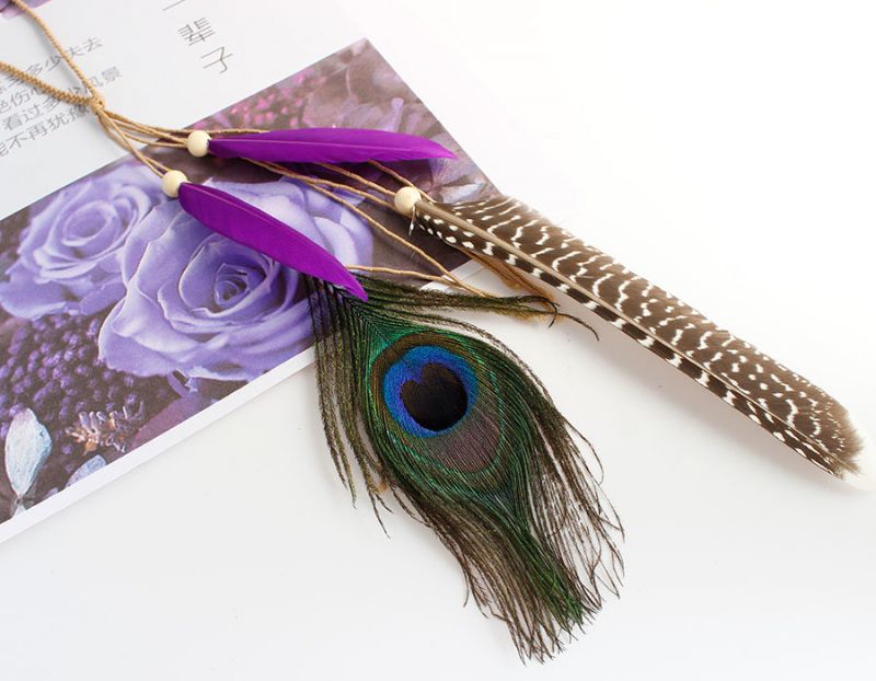 Bohemian Hair Accessories Peacock Feather Tassel Hairwear