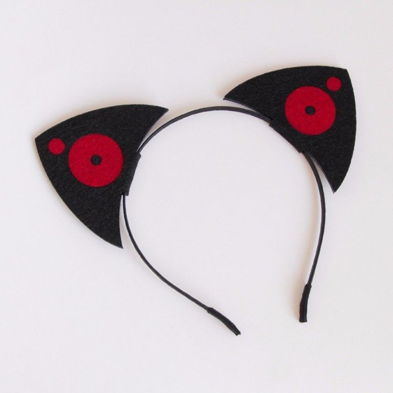 Cosplay Funny Pannebånd Svart Cotton Two Circle Ear Party