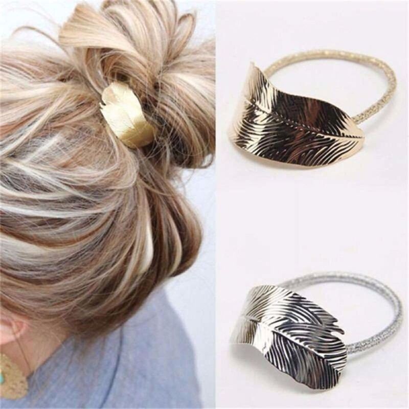 Fashion Leaf Hair Band Tau Tie Elastisk Hestehaleholder Hårtilbehør For Kvinner