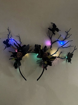 Halloween Luminous Branch Hårtilbehør Butterfly Flower Christmas Pannebånd