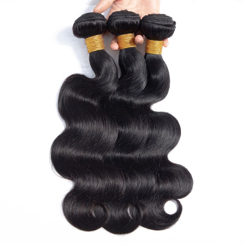 Indian Hair Bodywave-hårbunter 100 % Naturlig Menneskehårbunter Doble Wefts Tykt Remy-hår