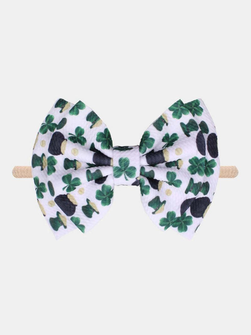 Irish Festival Clover Trykt Twill Boble Pannebånd Justerbart Foreldre-barn Hår Tilbehør