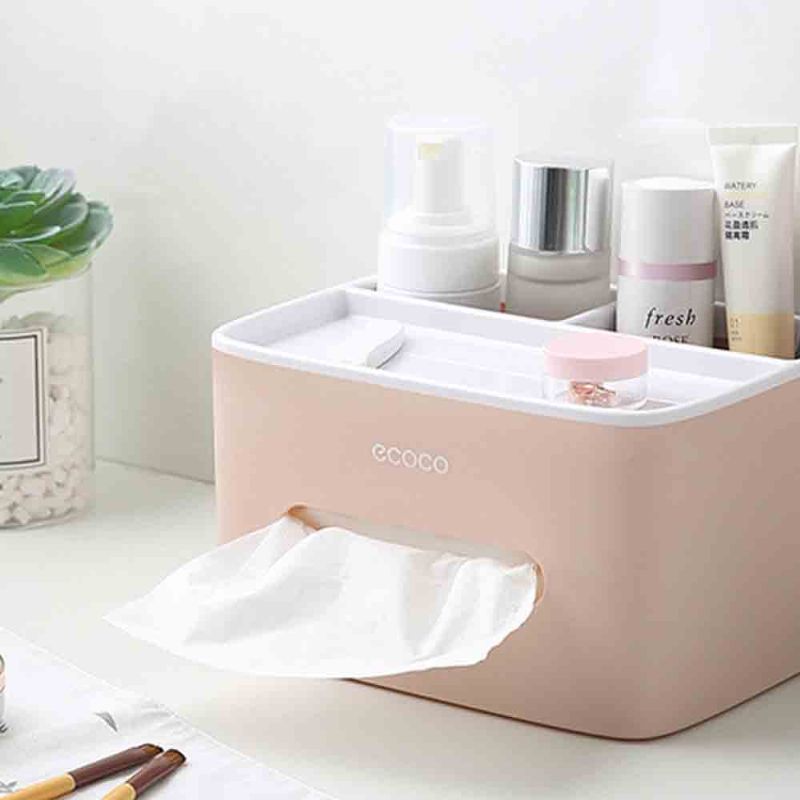 Creative Desktop Storage Tissue Box Multifunksjonell Praktisk Enkel Beholder Med Dobbeltlags Oppbevaringsdesign