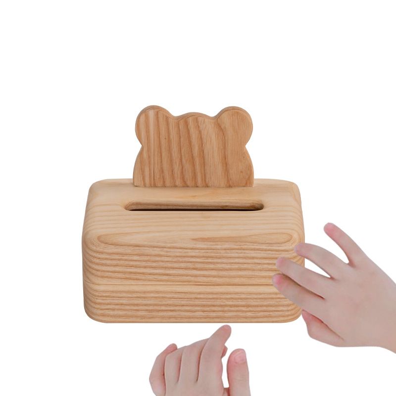 Creative Log Tissue Box White Voks Whole Wood Kitty Pumping Box Collection Bjørn Crown Kjeksform Med Kreativt Design