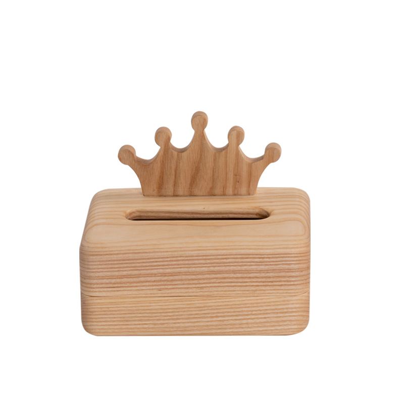 Creative Log Tissue Box White Voks Whole Wood Kitty Pumping Box Collection Bjørn Crown Kjeksform Med Kreativt Design