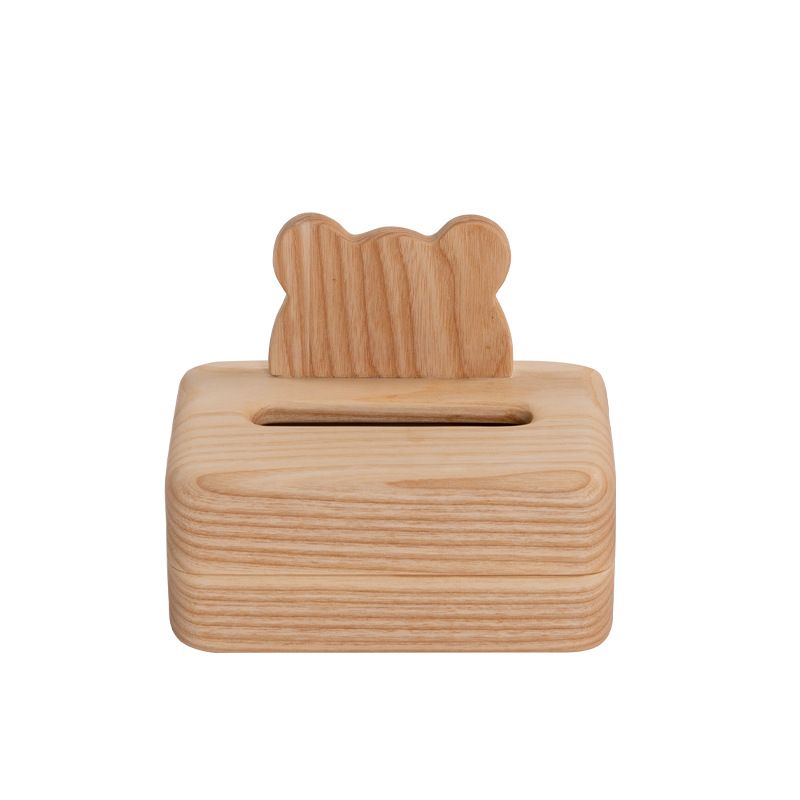 Creative Log Tissue Box White Voks Whole Wood Kitty Pumping Box Collection Bjørn Crown Kjeksform Med Kreativt Design